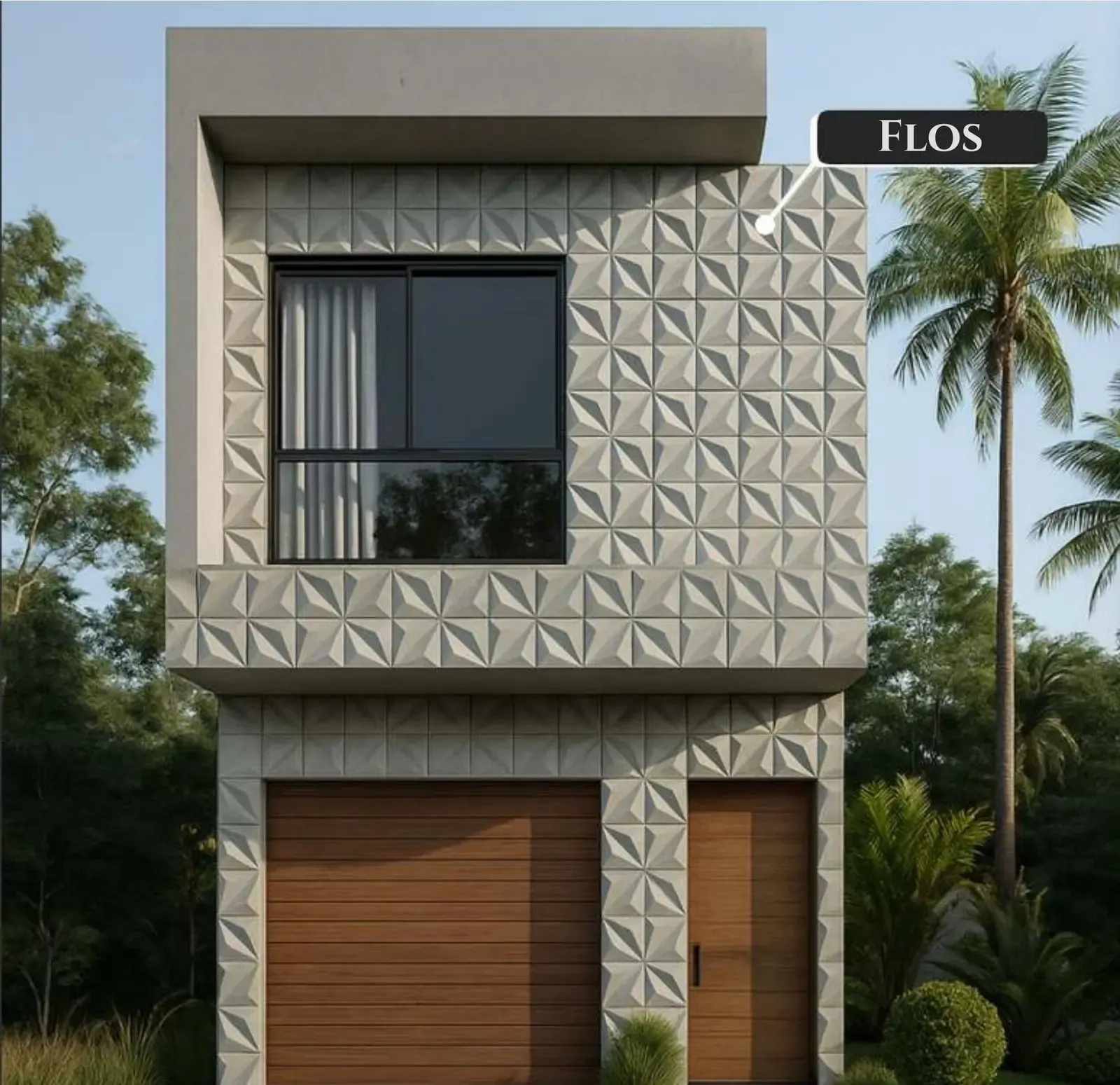 Flos used on a two-storey home facade — cladding supplied in Miami, FL